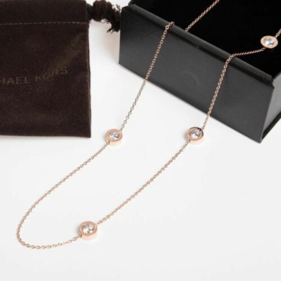 NEW Michael Kors Crystal Fulton Station Necklace - Picture 3 of 6